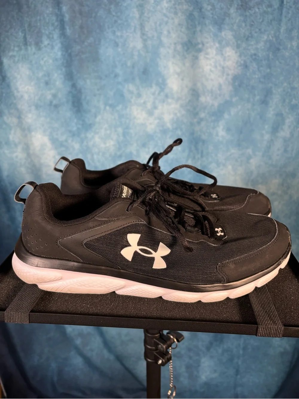 Under Armour Charged Assert 9 Black and White Men’s Size 14 Running Shoes